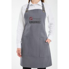 Quicksteps Professional Boyun Askılı Önlük Barista & Servis 7/7 Gabardin Gri Gri