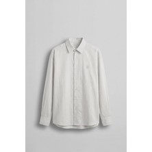 Abluka Online Erkek Relaxed Fit Uzun Kollu Dokulu Gömlek Ekru