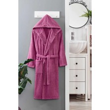 Mira Home Kapüşonlu Unisex Banyo Bornozu %100 Soft Pamuklu Mürdüm