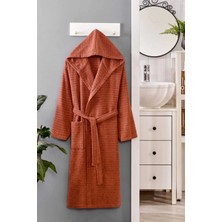 Mira Home Kapüşonlu Unisex Banyo Bornozu %100 Soft Pamuklu Kahve