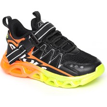 Pepino 2193 Erkek Çocuk Siyah Fosfor Turuncu-Sarı Spor Ayakkabı