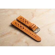 Turuncu Hakiki Deri El Yapımı Saat Kordonu – Çift Kat Deri, Tamamen El Işçiliği