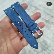 Açık Mavi Süt Deri El Yapımı Saat Kordonu – 2 Katlı Hakiki Deri