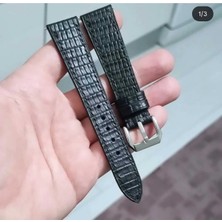 Siyah Hakiki Deri El Yapımı Saat Kordonu – Çift Kat Deri, Premium Işçilik