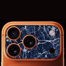 Senada iPhone 17 Pro Max Tam Kaplayan Kamera Çerçeve Koruyucu Desenli Baskılı - Dark Blue