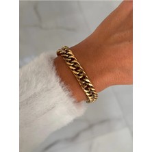 Hercy 316 L Paslanmaz Çelik Zincir Bileklik | Renk Atmaz Kalın Zincir Bileklik | Gold Chain Bracelet