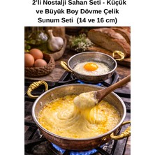 Balis Pijama 2'li Dövme Çelik Nostalji Sofra Mutfak Kuymak Menemen Yumurta Pişirme Küçük ve Büyük Boy Sahan Seti