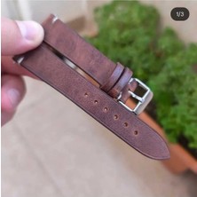 Düz Kahverengi Hakiki Deri El Yapımı Saat Kordonu – 2 Katlı Doğal Deri