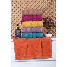 Mira Home 6 Lı Renkli El Yüz Pamuklu Jakarlı Havlu Seti 50 x 90 cm Platin