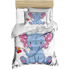 Mira Home Dijital Baskılı 3D Pamuklu Yenidoğan Bebek Nevresim Takımı Cute Elephant