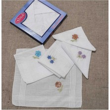 Mira Home Işlemeli Bayan Mendili 12 Adet 28X28 cm 100 Pamuk