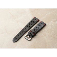 Beton Gri Hakiki Deri El Yapımı Saat Kordonu – Çift Kat Deri, Tam El Işçiliği