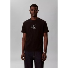 Calvin Klein Erkek Kısa Kol Bisiklet Yaka Ck Yazı Detay Reqular Fit Siyah T-Shirt LV04RF853G-UB1
