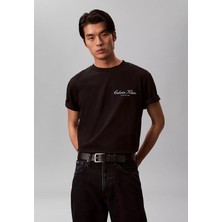 Calvin Klein Erkek Ck Yazı Detay Kısa Kol Bisiklet Yaka Siyah T-Shirt LV04RF822G-UB1