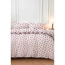 Mira Home Kırmızı Kalpli Çift Kişilik Nevresim Takımı Pamuklu 180X200 cm