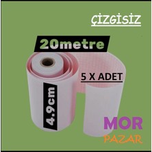 Vira Ecg Ekg Termal Isıya Duyarlı Kalın Gramajlı Ecg Ekg Kağıdı 4,9cm - 20METRE 5 Adet Rulo Çizgisiz