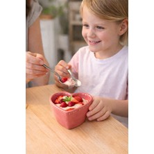 Pitaya Sanat Kalp Formlu Seramik Tatlı Kasesi – Pembe El Yapımı Sunum Kasesi (Altın Nokta Detaylı)