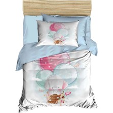 Mira Home Dijital Baskılı 3D Pamuklu Yenidoğan Bebek Nevresim Takımı Elephant Baloon Blue
