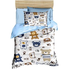 Mira Home Dijital Baskılı 3D Pamuklu Yenidoğan Bebek Nevresim Takımı Bear Toy Blue