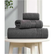 Mira Home 3 Lü Banyo Havlusu Seti Pamuklu Ritim Antrasit