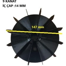 Volt Elektrik Motoru Pervanesi 80 Tip Mon. 14*147MM 9 Kanatlı (Siyah)