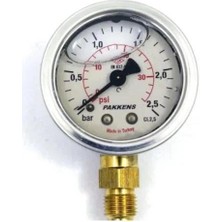 Pakkens Alt Bağlantılı Gliserinli Manometre R 1/4'' 0/2.5 Bar 63 mm (0631001104)