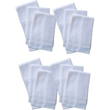 Mira Home 12 Li El Cep Yaka Kumaş Mendil 36X36 cm 100 Pamuklu Tm Beyaz