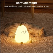 Tasarım Evi Renkli USB Şarj Edilebilir Armut Gece Lambası, Silikon, Hediyelik Eşya, Çocuk Gece Lambası