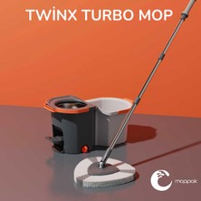 Moppak Pedallı Otomatik Mop Temizlik Seti 360° Döner Başlıklı 2 Adet Mikrofiber Bez