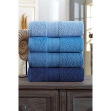 Mira Home 4 Lü El Yüz Havlu Seti %100 Pamuklu Gökkuşağı 50X85 cm Mavi