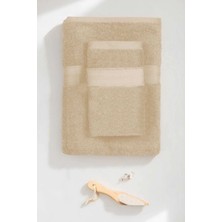Mira Home 2 Parça Battal Lüks Premium Banyo Spa Havlu Takımı 90X170 cm Bej
