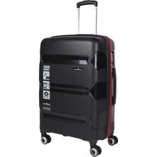 Hotowa Gold Pp Valiz 8011 Siyah Kırmızı Tsa Kilitli Orta Boy