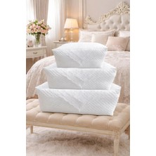 Dilex DİLEX İncili Saten Beyaz Yorgan Yastık Kazak Hurcu Kapitoneli Çeyizlik Bohçalık Büyük Orta Küçük Boy