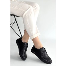 Erbilden Mopin Siyah Deri Bağcıklı Spor Ayakkabı