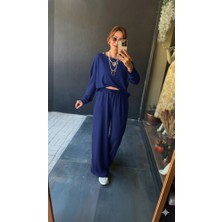 Barış Beauty Kadın Uzun Kollu Tek Omuzdan Açık Viskon Iki Iplik Bluz ve Pantolon Ikili Takım