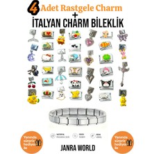 Janra World 4 Adet Rastgele Charm + Italyan Charm Bileklik Seti | Sürpriz Hediye Ile Birlikte