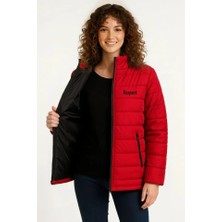 Barış Beauty Mikro Su Itici Kapitone Baskılı Astarlı Fermuarlı Bomber Mont - Kırmızı