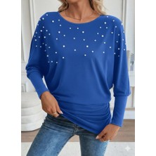 Barış Beauty Kadın Uzun Kollu Yuvarlak Yaka Incili Viskon Bluz