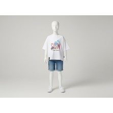 Sisley Kız Çocuk Beyaz Tshirt