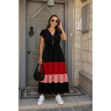 Barış Beauty Kadın Kısa Kollu Kruvaze Yakalı Çok Renkli Aerobin Elbise