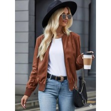 Barış Beauty Kadın Uzun Kollu Önden Fermuarlı Süet Ceket