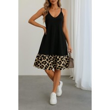 Barış Beauty Kadın Ip Detaylı Kısa Elbise Askılı Yuvarlak Yakalı Viskon Etek Süprem Elbise