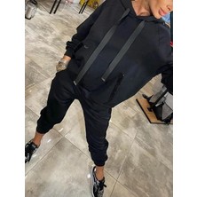 Barış Beauty Kadın Uzun Kollu Kapşonlu Pulpayet Detay Viskon Iki Iplik Bluz ve Pantolon Ikili Takım