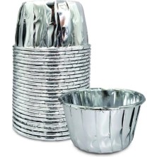 Güzelyüz Avm 25 Adet Gümüş Kağıt Kek Kapsülü | Muffin Cupcake Kek Kapsülü | 25'li Kağıt Kek Kalıbı