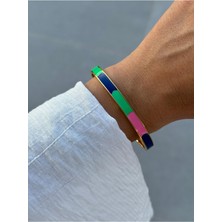 Hercy Renkli Mineli 316L Paslanmaz Ithal Çelik Kelepçe Bileklik