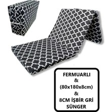 Kapella Katlanır Bahçe Minderi -Yer Yatağı 80X180X8 cm Sünger Karaçatı Desen