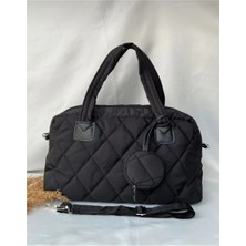 Siyah Renk Büyük Boy Paraşüt Kumaş Cüzdanlı Çapraz Askılı