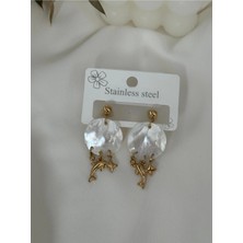 Hercy Yunus Figürlü Sedef Taşlı Çelik Küpe | Sedef Küpe