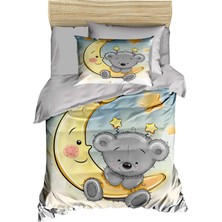 Mira Home Yenidoğan Kız / Erkek Unisex Bebek Nevresim Takımı %100 Pamuklu Aydaki Ayıcık