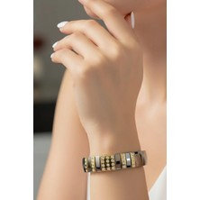 Caş Dekorasyon Gümüş Renk Taş Detaylı Nomination Çelik Bileklik